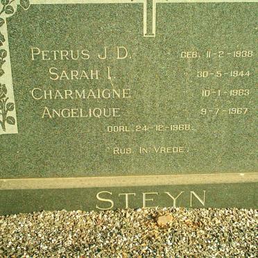 STEYN Petrus J.D. 1938-1968 &amp; Sarah I. 1944-1968