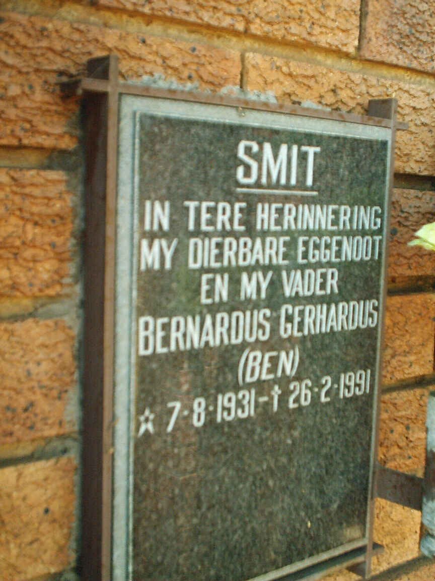 SMIT Bernardus Gerhardus 1931-1991