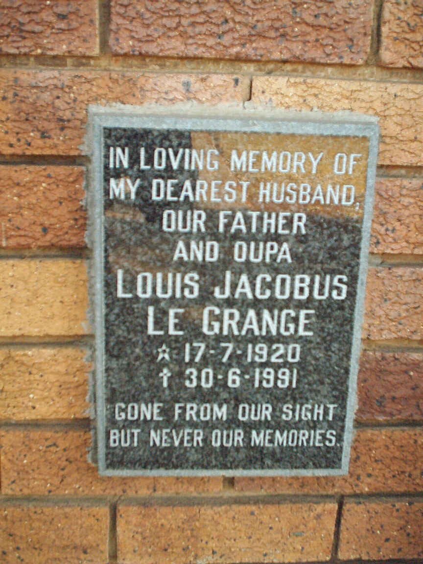 GRANGE Louis Jacobus, le 1920-1991