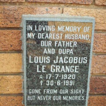 GRANGE Louis Jacobus, le 1920-1991