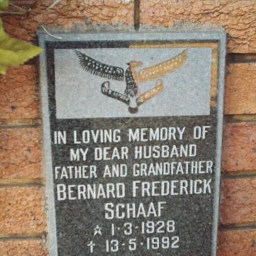 SCHAAF Bernard Frederick 1928-1992