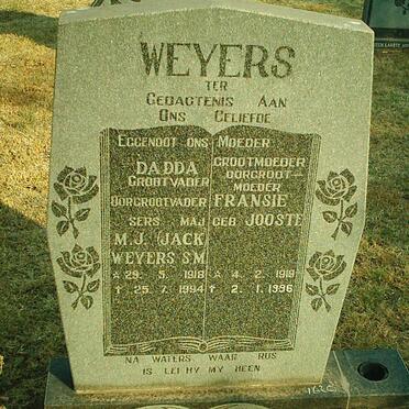 WEYERS M.J. 1918-1994 &amp; Fransie JOOSTE 1919-1996