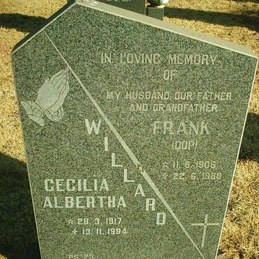 WILLARD Frank 1906-1988 &amp; Cecilia Alberta 1917-1994