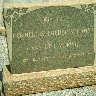 MERWE Cornelius Frederik Ernst, van der 1894-1962