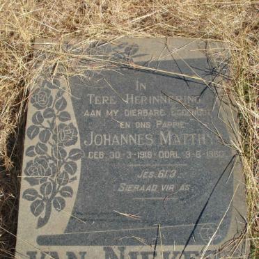 NIEKERK Johannes Matthys, van 1918-1960