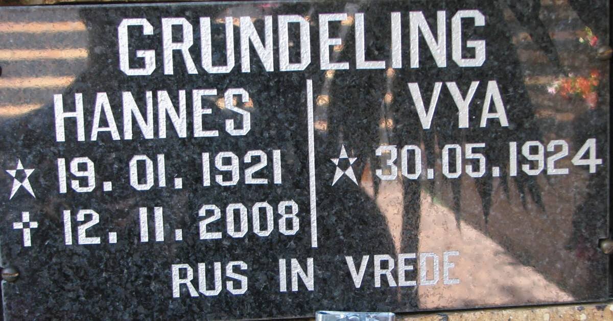 GRUNDELING Hannes 1921-2008 &amp; Vya 1924-