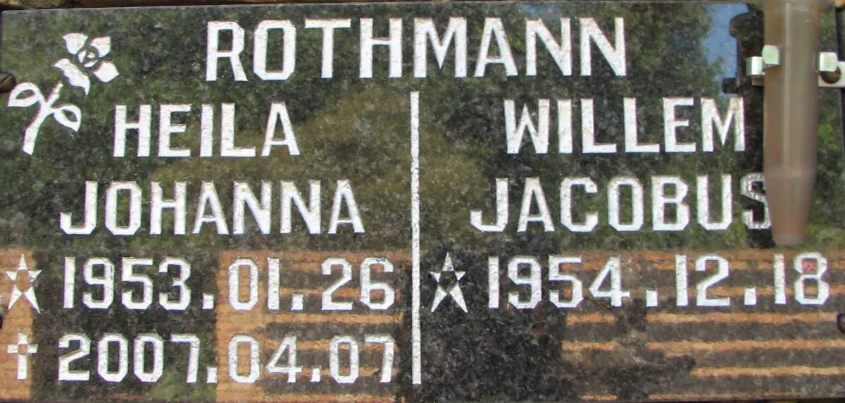 ROTHMAN Willem Jacobus 1954- &amp; Heila Johanna 1953-2007
