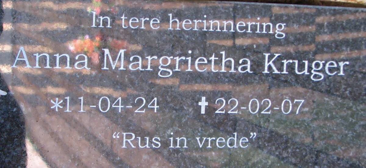 KRUGER Anna Margrietha 1924-2007