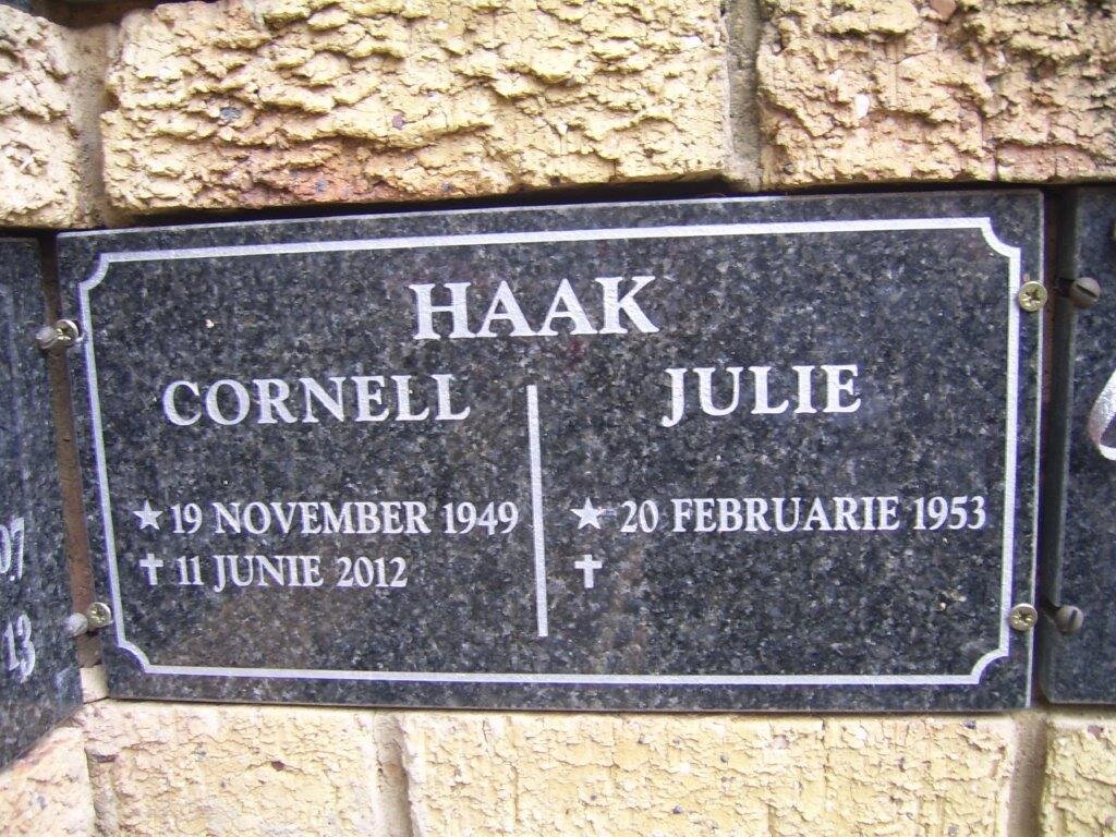 HAAK Cornell 1949-2012 &amp; Julie 1953-