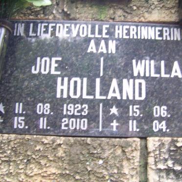 HOLLAND Joe 1923-2010 &amp; Willa 1931-2015