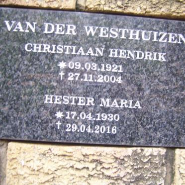 WESTHUIZEN Christiaan Hendrik, van der 1921-2004 &amp; Hester Maria 1930-2016