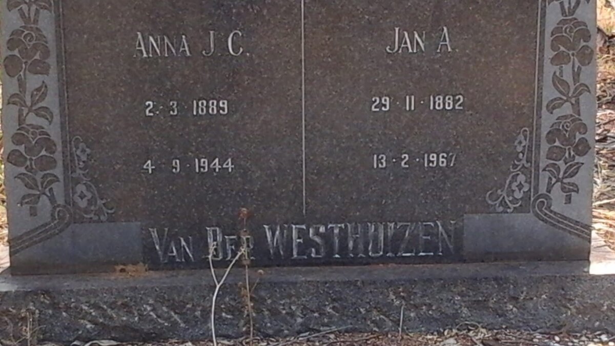 WESTHUIZEN Jan A., van der 1882-1967 &amp; Anna J.C. 1889-1944