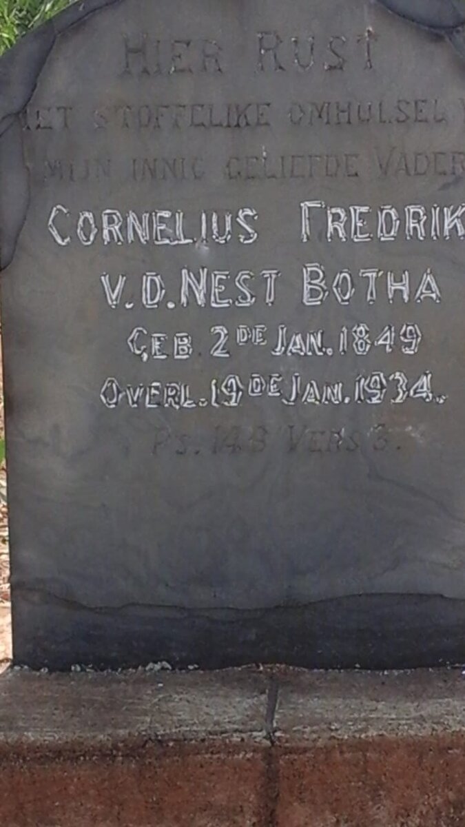 BOTHA Cornelius Fredrik v.d. Nest 1849-1934