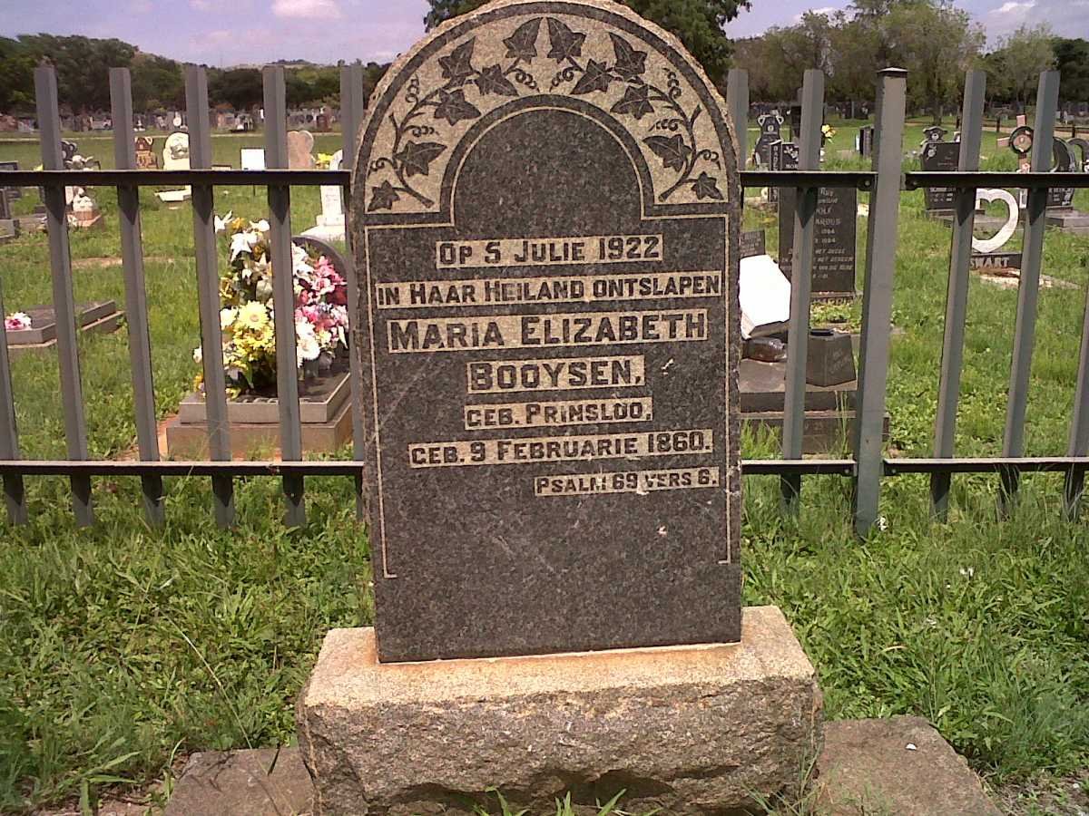 BOOYSEN Maria Elizabeth nee PRINSLOO 1860-1922