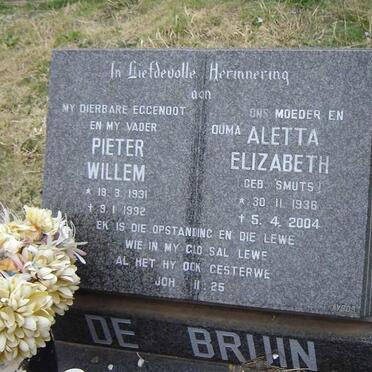 BRUIN Pieter Willem, de 1931-1992 &amp; Aletta Elizabeth SMUTS 1936-2004