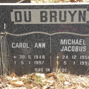 BRUYN Michael Jacobus, du 1956-1997 &amp; Carol-Ann 1948-1997