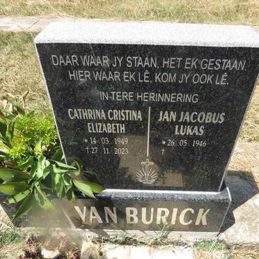 BURICK Jan Jacobus Lukas, van 1946-  & Cathrina Cristina Elizabeth 1949-2023