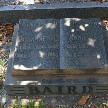 BAIRD Johannes G. 1885-1960 &amp; Anna H. LOTTER 1889-1969