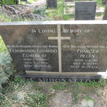 CARBONATTO Ferdinando Edoardo Eureglio 1905-1973 & Frances Helen 1911-1991