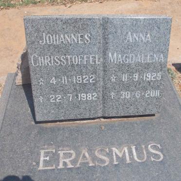 ERASMUS Johannes Chrisstoffel 1922-1982 &amp; Anna Magdalena 1925-2011