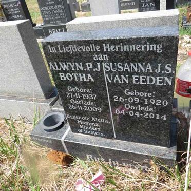 EEDEN Susanna J.S., van 1920-2014 :: BOTHA Alwyn P.J. 1937-2009 