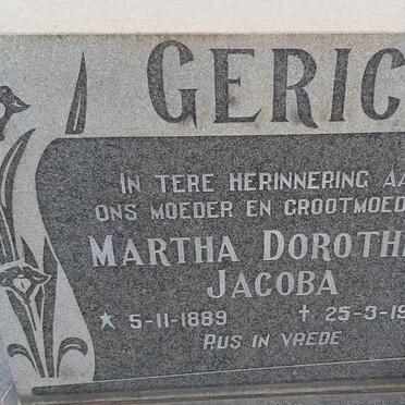 GERICKE Martha Dorothea Jacoba 1889-1974