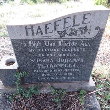 HAEFELE Susara Johanna Petronella nee BESTER 1907-1963