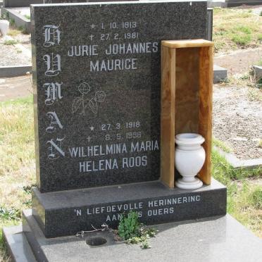 HUMAN Jurie Johannes Maurice 1913-1981 &amp; Wilhelmina Maria Helena ROOS 1918-1996