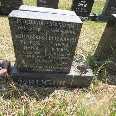 KRUGER Johannes Petrus 1926-1999 & Elizabeth Anna 1927-2014