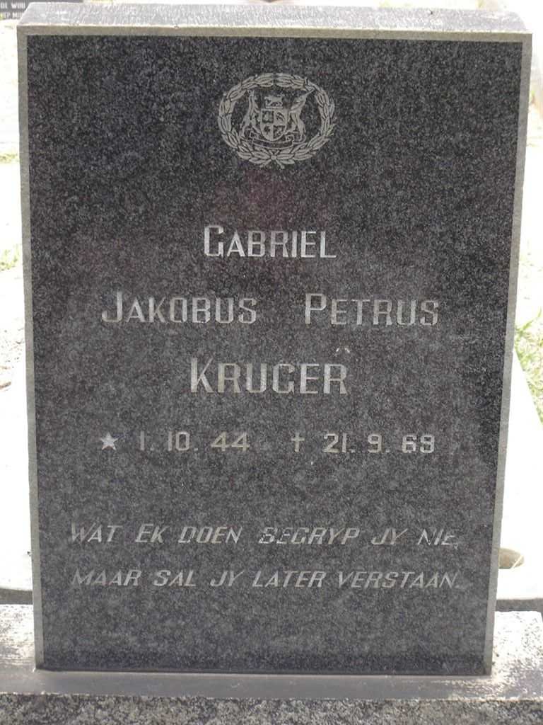 KRUGER Gabriel Jakobus Petrus 1944-1969