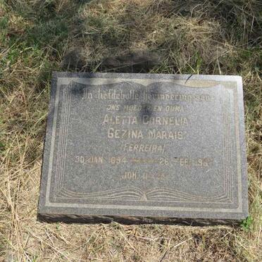 MARAIS Aletta Cornelia Gezina nee FERREIRA  1894-1967