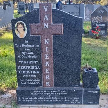 NIEKERK Gertruida Christina, van nee BOTES 1980-2013