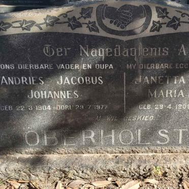OBERHOLSTER Andries Jacobus Johannes 1904-1977 &amp; Janetta Catharina Maria SWANEPOEL 1909-1962