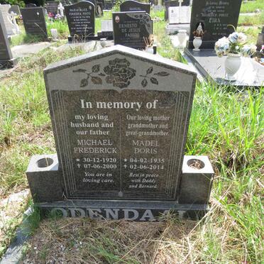 ODENDAAL Michael Frederick 1920-2000 & Madel Doris 1935-2014
