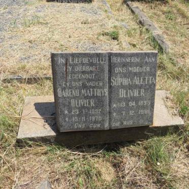 OLIVIER Barend Matthys 1892-1970 & Sophia Aletta 1895-1981