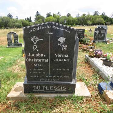 PLESSIS Jacobus Christoffel, du 1942-2021 & Norma JARY 1949-