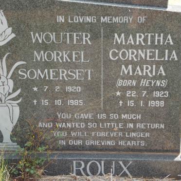ROUX Wouter Morkel Somerset 1920-1985 &amp; Martha Cornelia Maria HEYNS 1923-1988