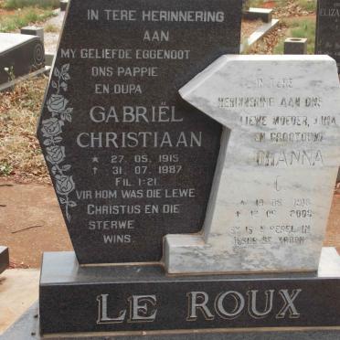 ROUX Gabriel Christiaan, le 1915-1987 &amp; Johanna C. 1918-2008
