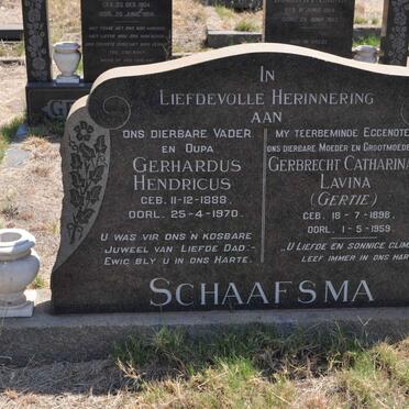 SCHAAFSMA Gerhardus Hendricus 1888-1970 &amp; Gerbrecht Catharina Lavina 1898-1959