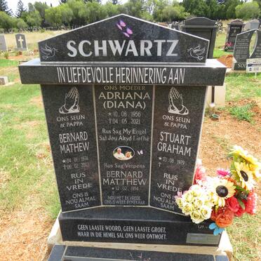 SCHWARTZ Bernard Matthew 1954- & Adriana 1956-2021 :: SCHWARTZ Bernard Mathew 1974-2003 :: SCHWARTZ Stuart Graham 1979- 