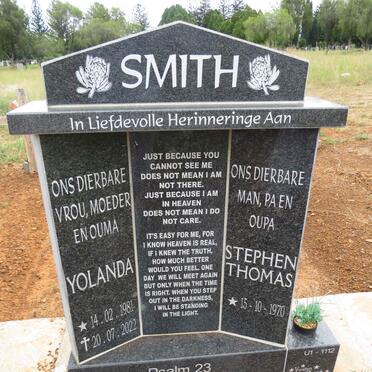 SMITH Stephen Thomas 1970- & Yolanda 1981-2022
