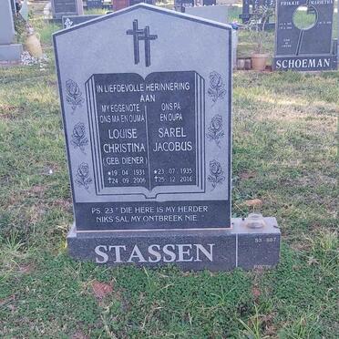 STASSEN Sarel Jacobus 1935-2016 &amp; Louise Christina DIENER 1931-2006