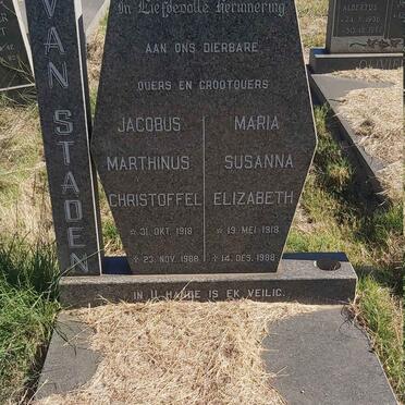 STADEN Jacobus Marthinus Christoffel, van 1918-1988 &amp; Maria Susanna Elizabeth 1918-1988