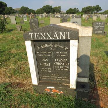 TENNANT Ivan Albert 1946-1998 & Clasina Christina COETZER 1948- 