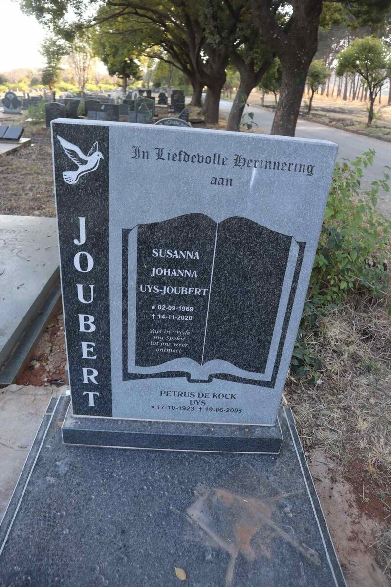 UYS Petrus de Kock 1923-2008 :: JOUBERT Susanna Johanna, UYS- 1969-2020