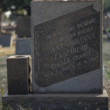 WAAL Anna Johanna Elizabeth, de nee LA GRANGE 1918-1967