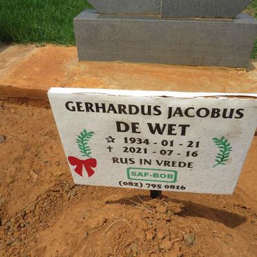WET Gerhardus Jacobus, de 1934-2021