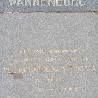 WANNENBURG Helena Barendina Treonetta nee VAN WYK 1917-1976