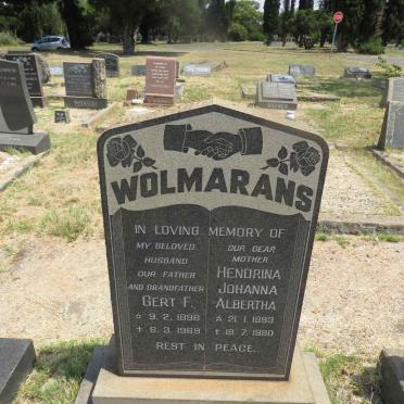 WOLMARANS Gert F. 1896-1969  & Hendrina Johanna Albertha 1893-1980