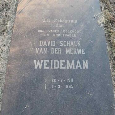 WEIDEMAN David Schalk van der Merwe 1911-1985
